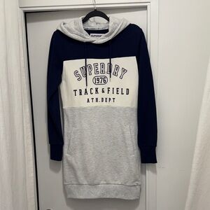 Superdry Track & Field Navy and Gray Hoodie Dress
